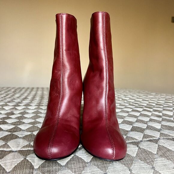 Tibi Red Leather Slip On Heeled Fashion Ankle Boots Booties Women’s EU 36.5 US 6 - Picture 11 of 16